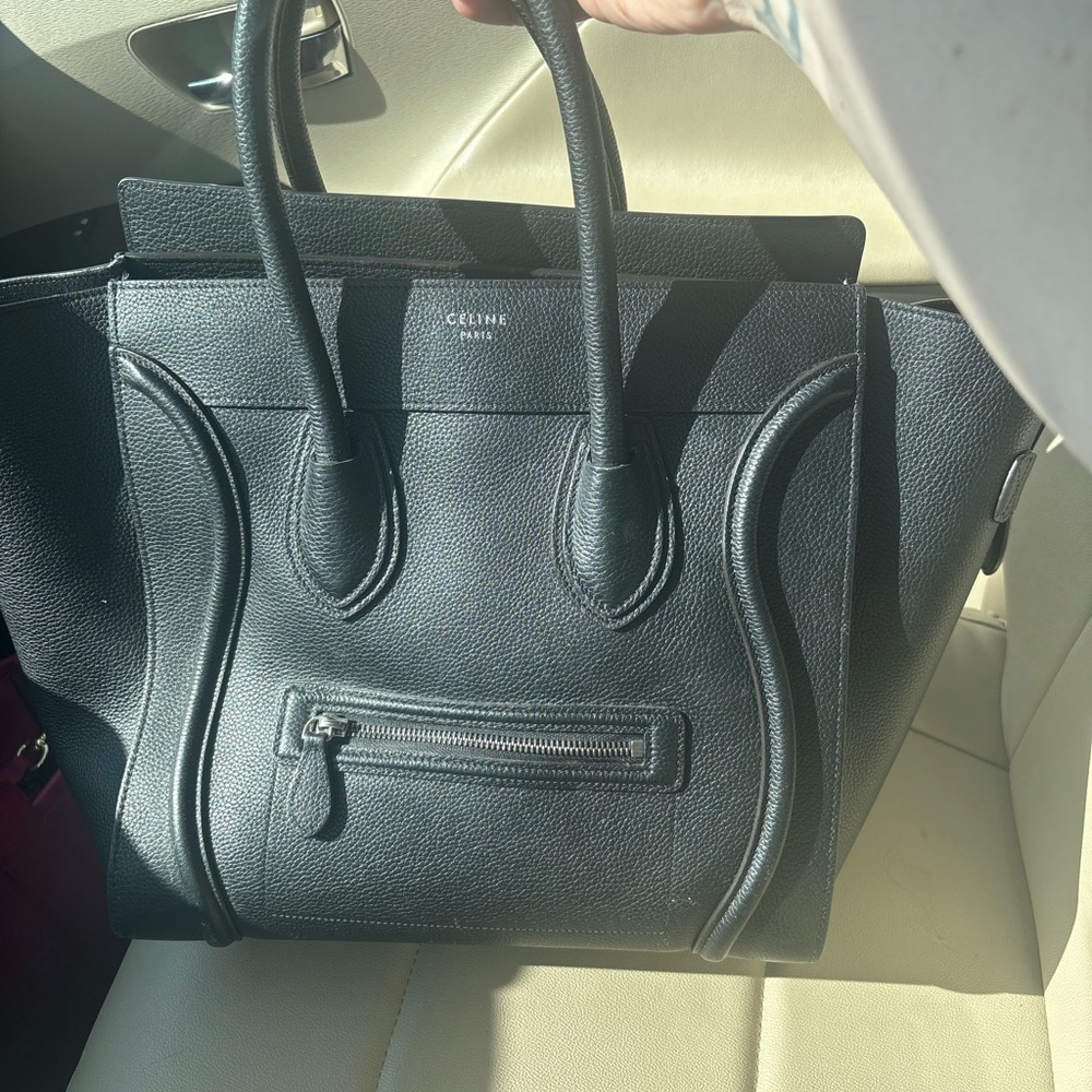 Celine Black Tote Bag with Winged Design